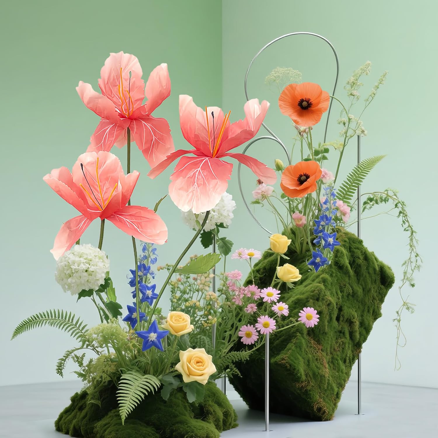 Large Artificial Flowers, 5.58ft Giant Standing Poppy Decorations, Handcrafted Huge Flowers for Wedding, Garden, Hotel, Office, Shop Window Display (1, Dark Pink) - Image 7