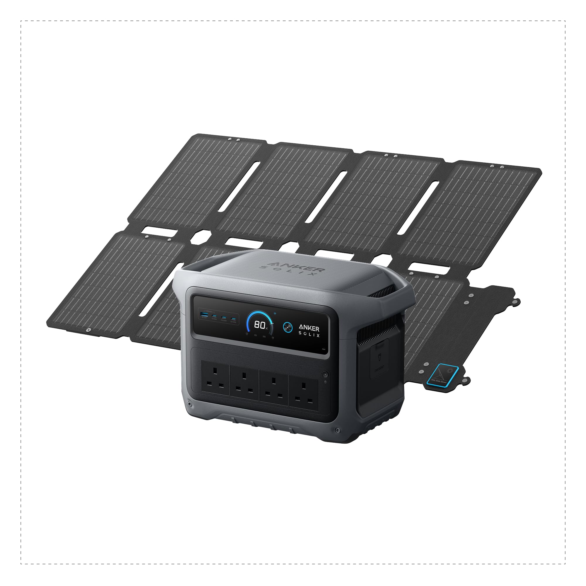 Anker SOLIX C1000 Gen 2 Portable Power Station with PS100X Portable Solar Panel, 2000W Solar Generator, 1024Wh LiFePO4, Fast Charge 100% in 49 Min, 10ms UPS, for Home Backup, Camping & Emergency