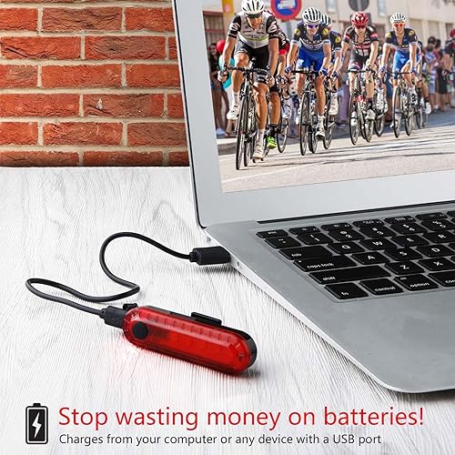 Miniatura 3 de Paquete de 2 luces traseras de bicicleta recargable, luz trasera roja para bicicleta de noche, luces traseras de bicicleta con gran duración de