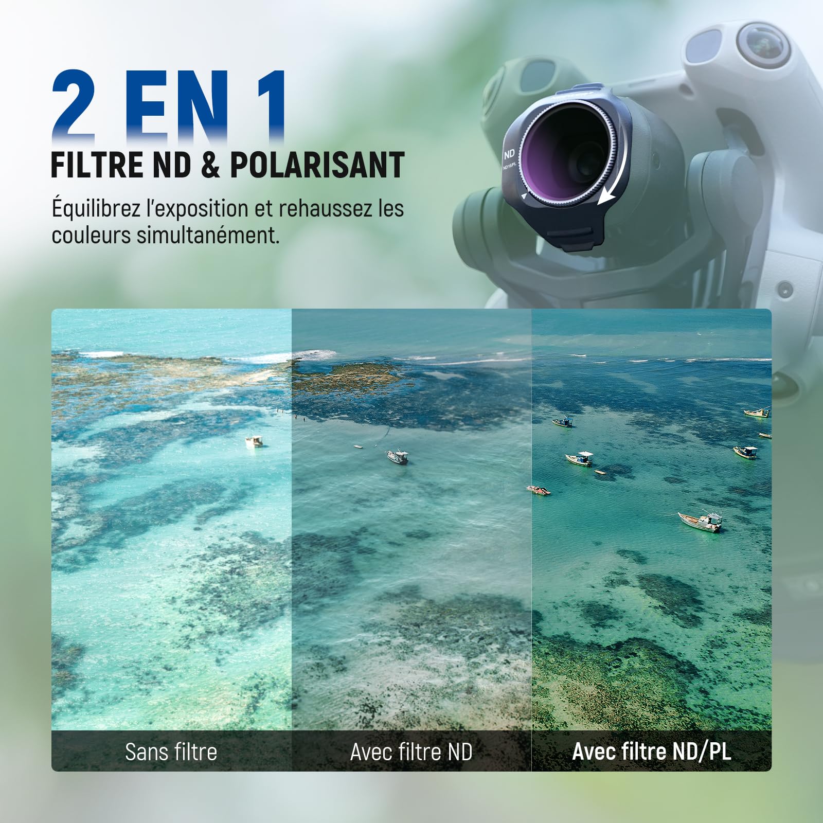 NEEWER Pack de 4 Filtres ND/CPL Compatibles avec DJI Mini 5 Pro Caméra Drone(ND8/CPL + ND16/CPL + ND32/CPL + ND64/CPL), Filtre Polarisé à Densité Neutre à Clipser, Accessoire Photographie Multicouches
