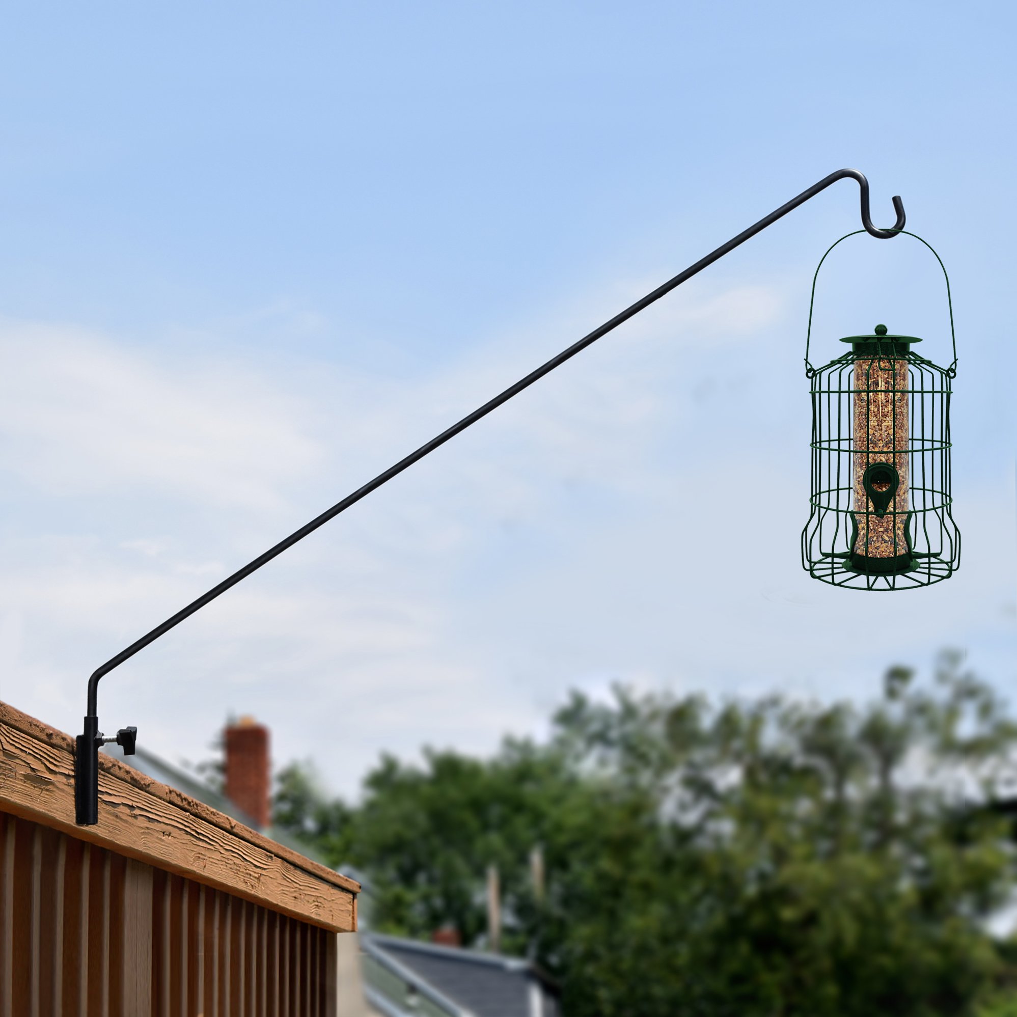 Gray Bunny Heavy Duty Extended Reach Wall Mounted Deck Hook/Wall Pole, 49 Inch, Black, Wall