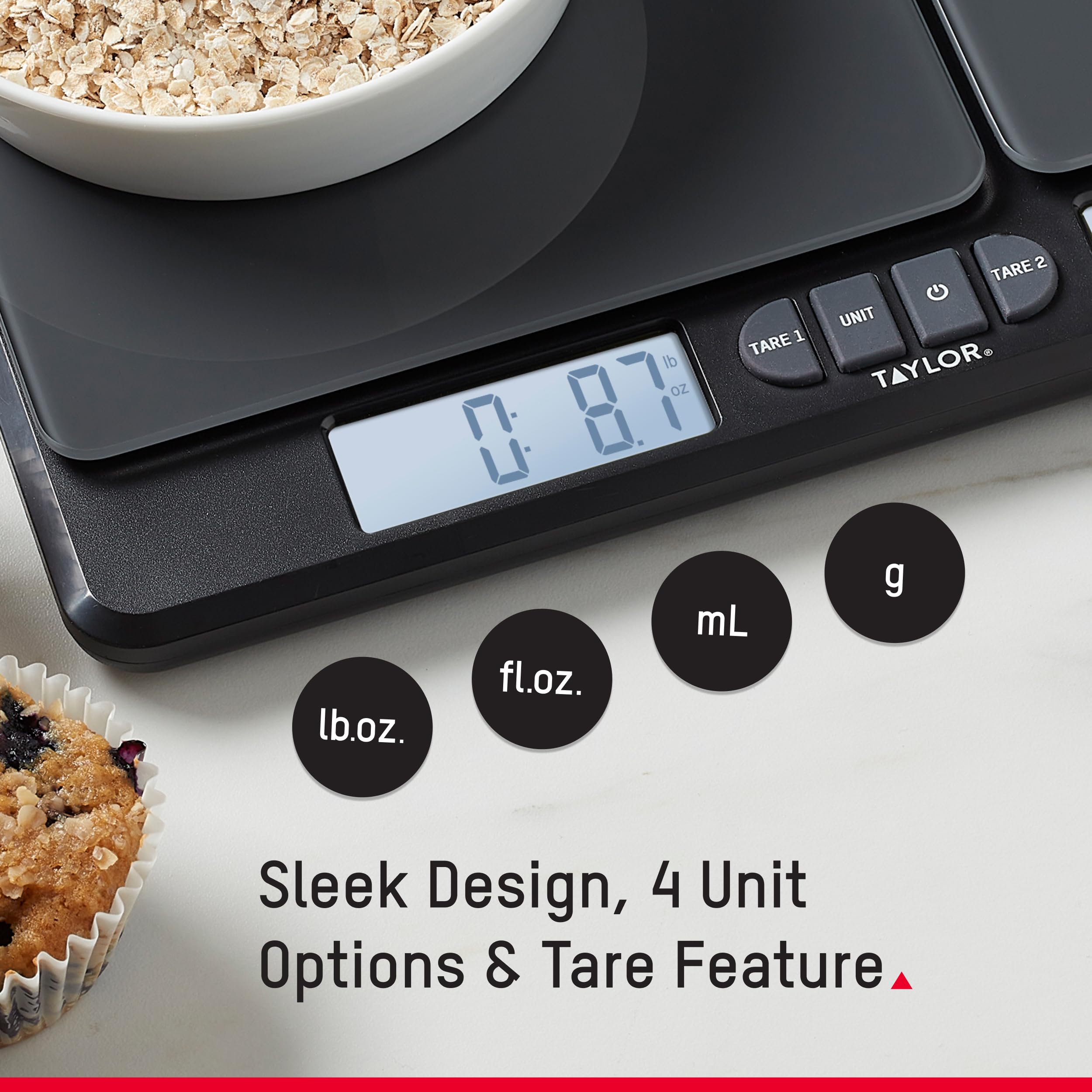Taylor Báscula de cocina de doble plataforma para alimentos, gramos y onzas digitales para pérdida de peso, hornear, cocinar, preparación de comidas, especias y café, pantalla retroiluminada,