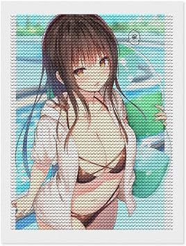 Diamond Art To Love Yui Kotegawa Poster DIY Painting Embroidery Kit for Adults Wall Hanging Art Panel Art Poster Illustration Decor Wall Art Wall Decor Housewarming Gift Cute Sexy Anime Pattern 12"x16"