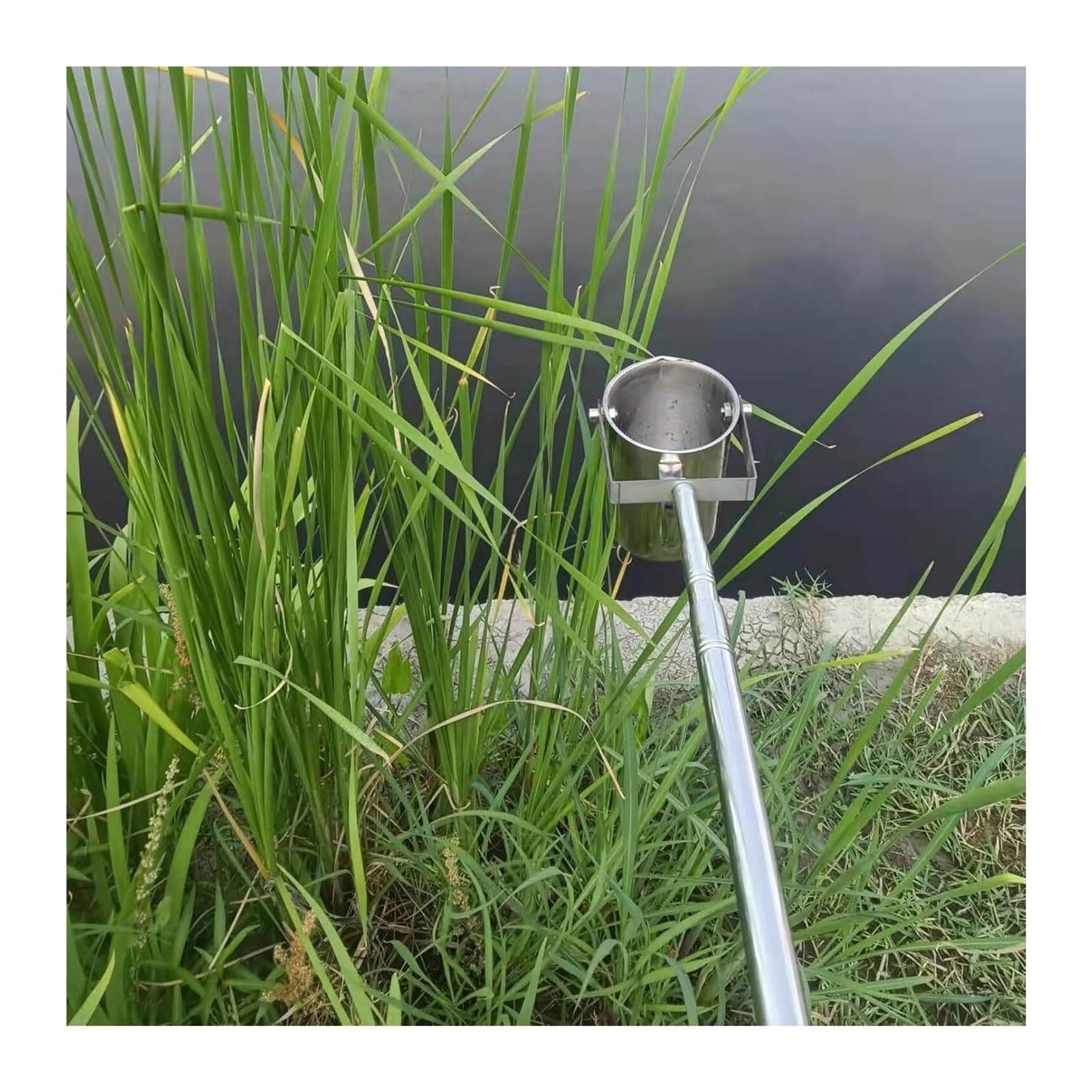 Teleskop Wasserprobenehmer 1000ml Edelstahl Swing Eimer Verstellbar 1,5-6m für Seen, Flüsse & Umweltüberwachung