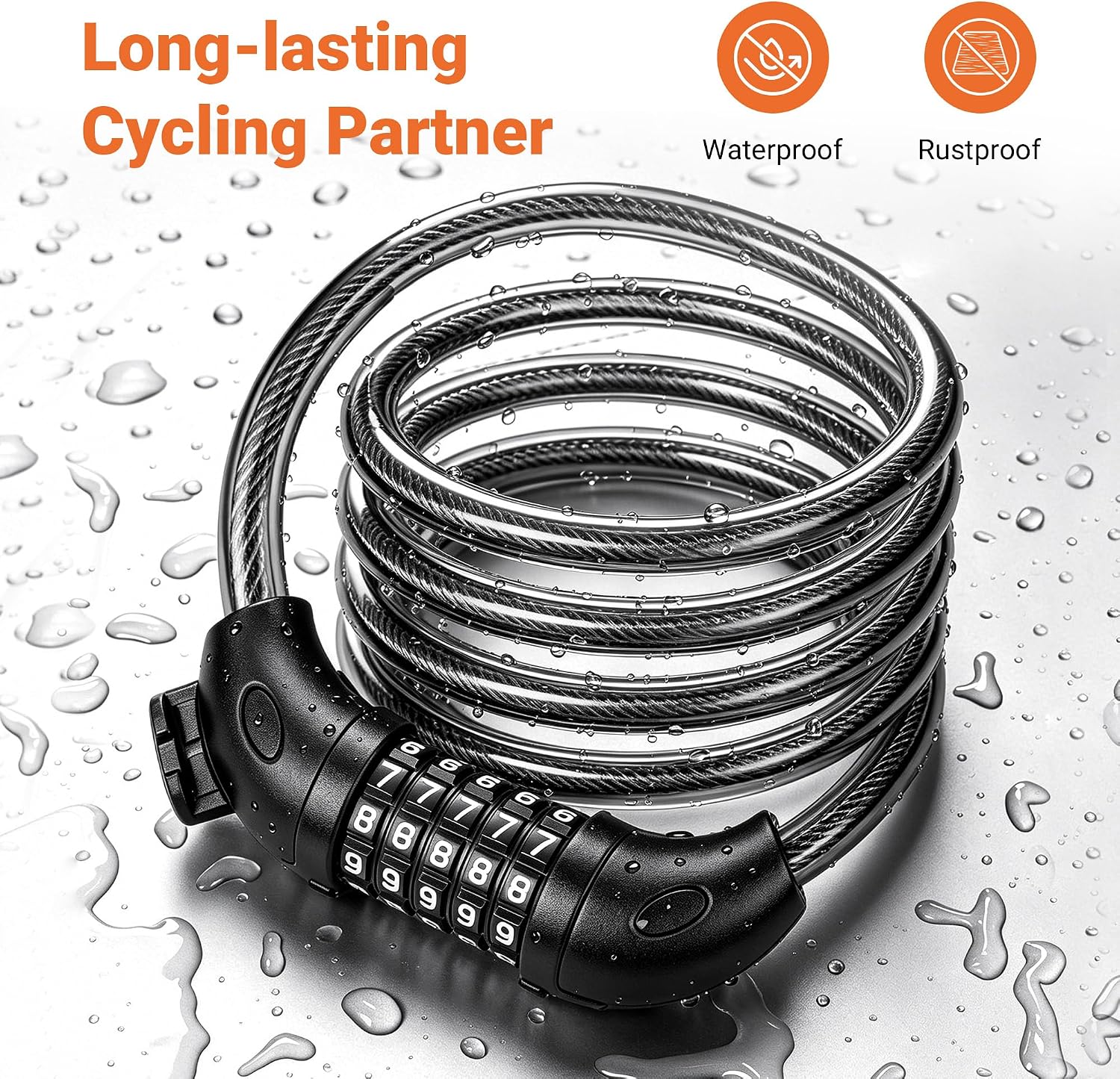 5-Digit Resettable Combination Bike Cable Lock, High Security Heavy Duty 4FT Long 1/2 Inch Thick Lock with Mounting Bracket for E-Bike, Scooter, Bicycle, Stroller & Outdoor Use image 3