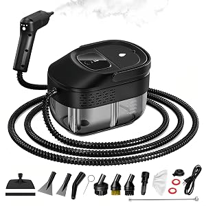 Pressurized Handheld Steam Cleaner 2500W 54oz Large-Capacity Steamer with 3-Level Adjustable Steam 15s Heat-Up 15Pcs Accessories for Car