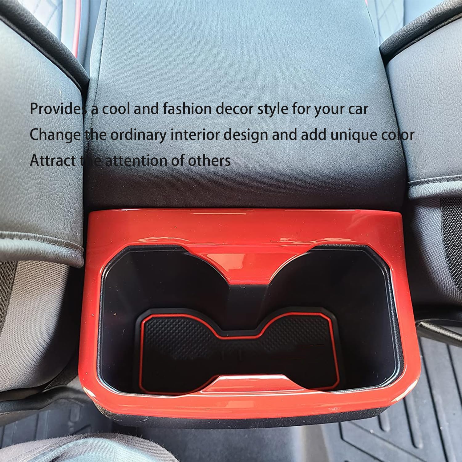 Rear Water Cup Holder Cover for Toyota Tacoma 2016 2017 2018 2019 2020 2021 2022 2023 Red Interior Center Consoles Decoration Car Accessories ABS