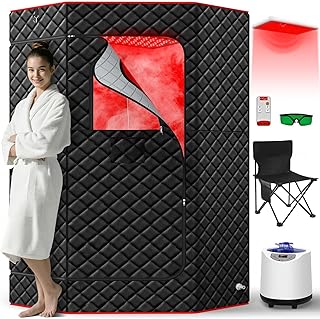 I-THERA-U Infrarot Sauna für Zuhause - Tragbare 660 & 850 nm Dampfsauna Infrared Sauna, Ganzkörper-Dampfzelt mit 3L 1200W Dampfgenerator Dampfbad, 15 Hitzestufen, Stuhl, Fernbedienung