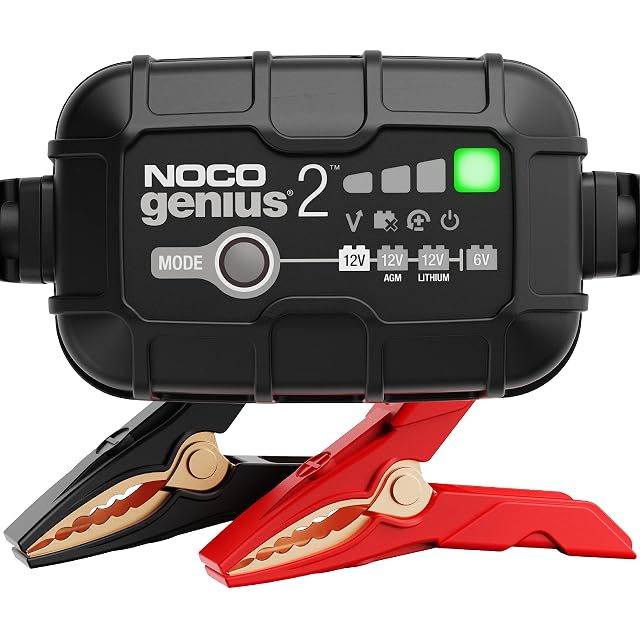 NOCO GENIUS2 2A 6V 12V Smart Battery Charger Automatic Maintainer Trickle Charger Desulfator with Overcharge Protection Temperature Compensation