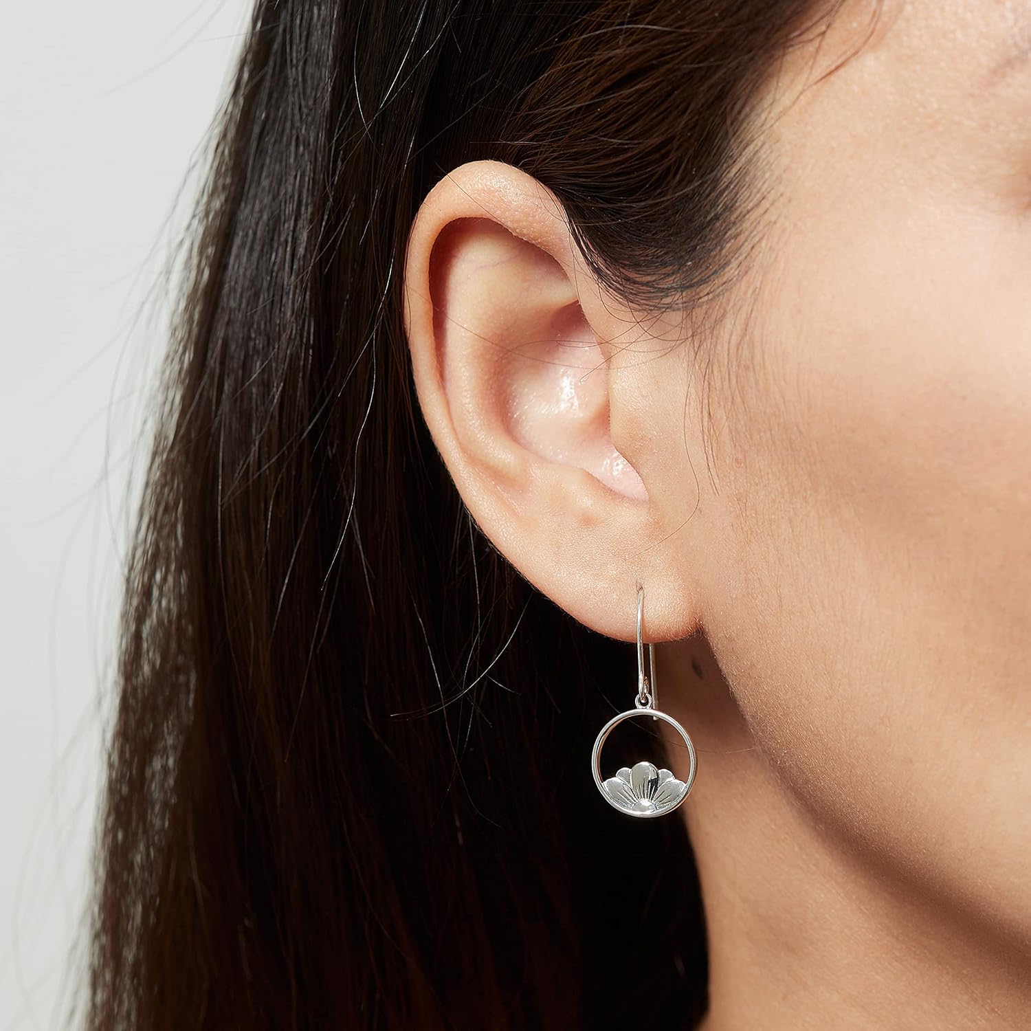 Boma Jewelry Sterling Silver Open Circle Flower Dangle Earrings - Image 2