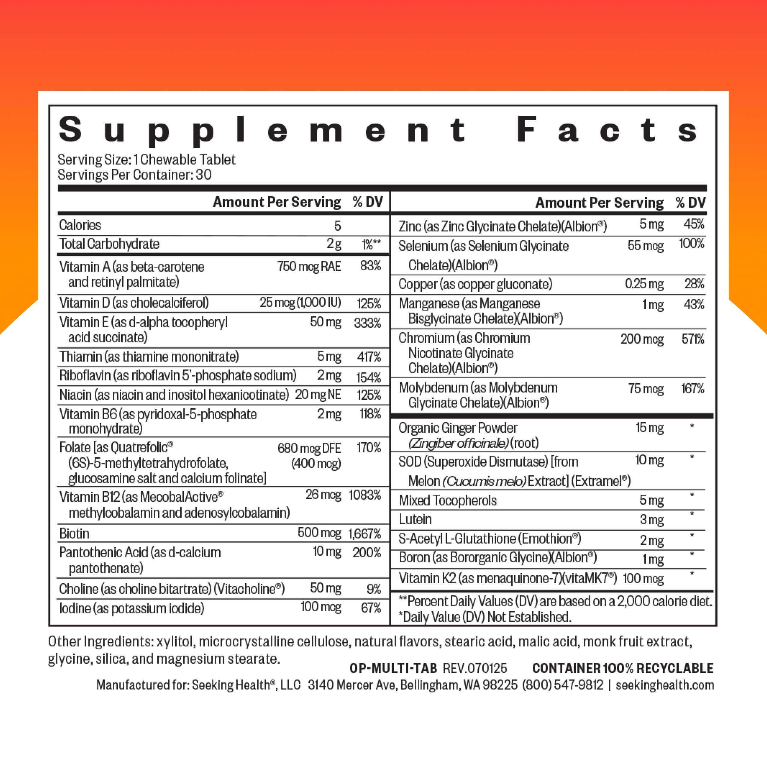 Seeking Health Optimal Multivitamin Chewable - 60 Tablets — Amazon image 2
