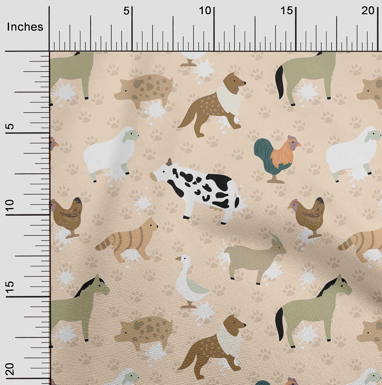 oneOone Polyester Spandex Light Beige Fabric Animals Quilting Supplies Print Sewing Fabric by The Yard 56 Inch Wide