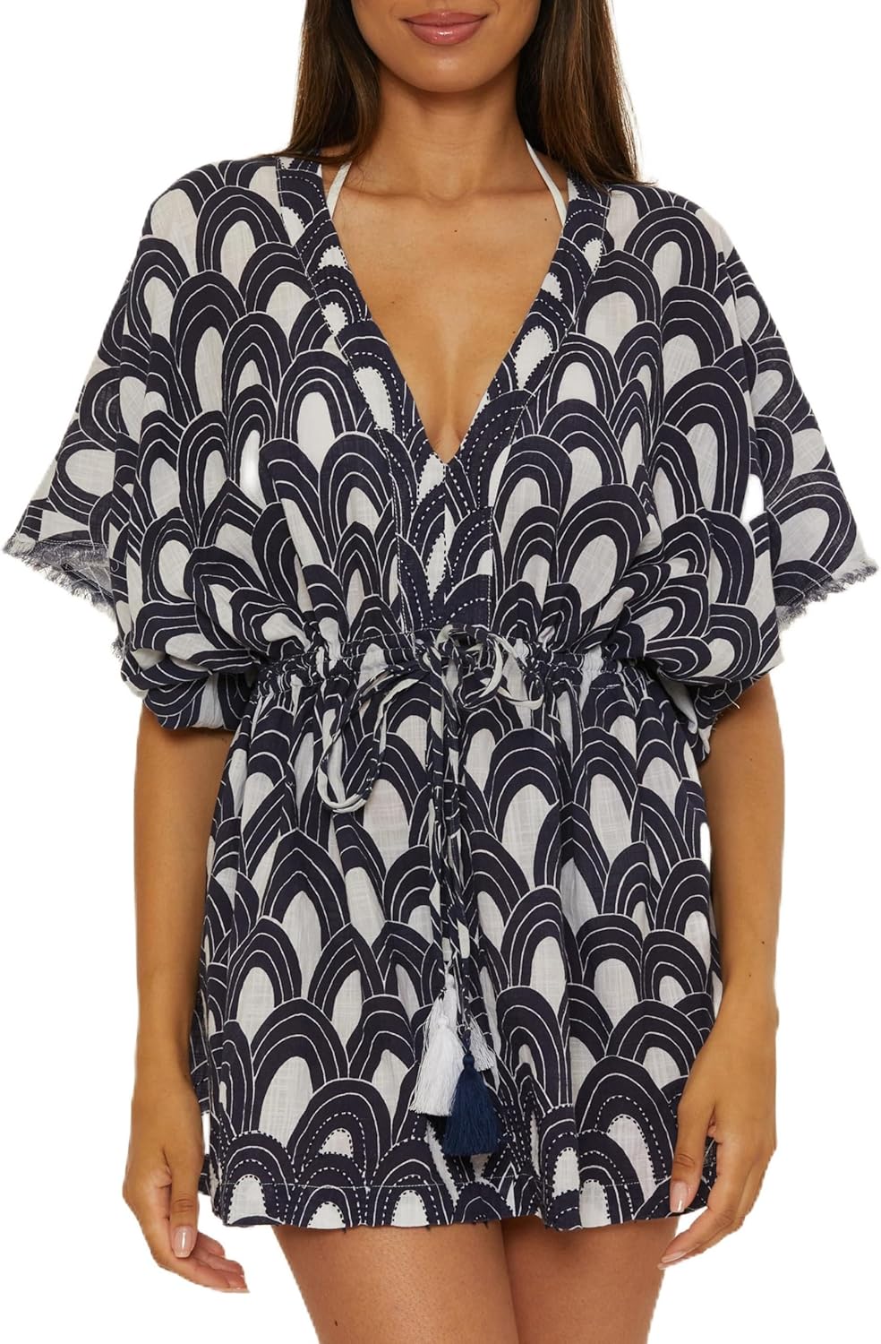 Trina Turk Women's Arches Pocket Tunic Dress, V-Neck, Casual, Beach Cover Ups for Women