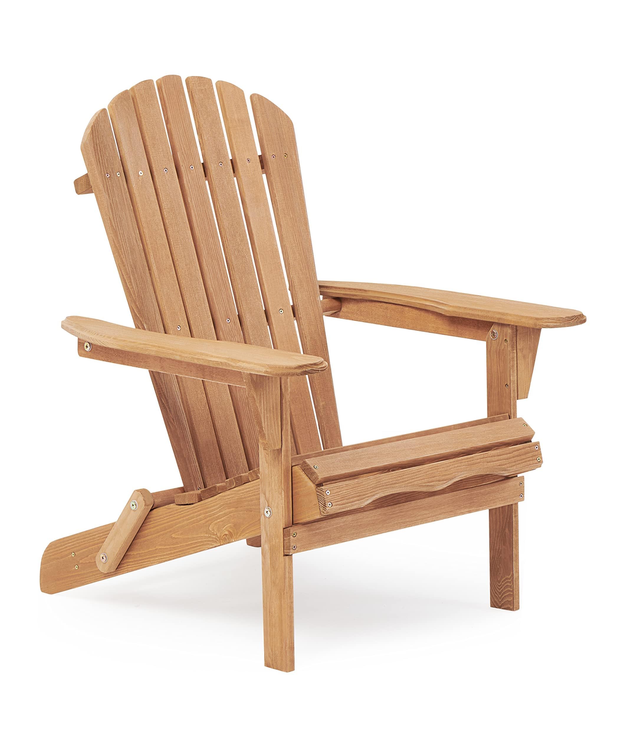 Sedia Adirondack, sedia pieghevole da esterno con struttura in legno massello, schienale curvo e braccioli ampi, portata 180 kg, per patio e giardino | Leroy Merlin