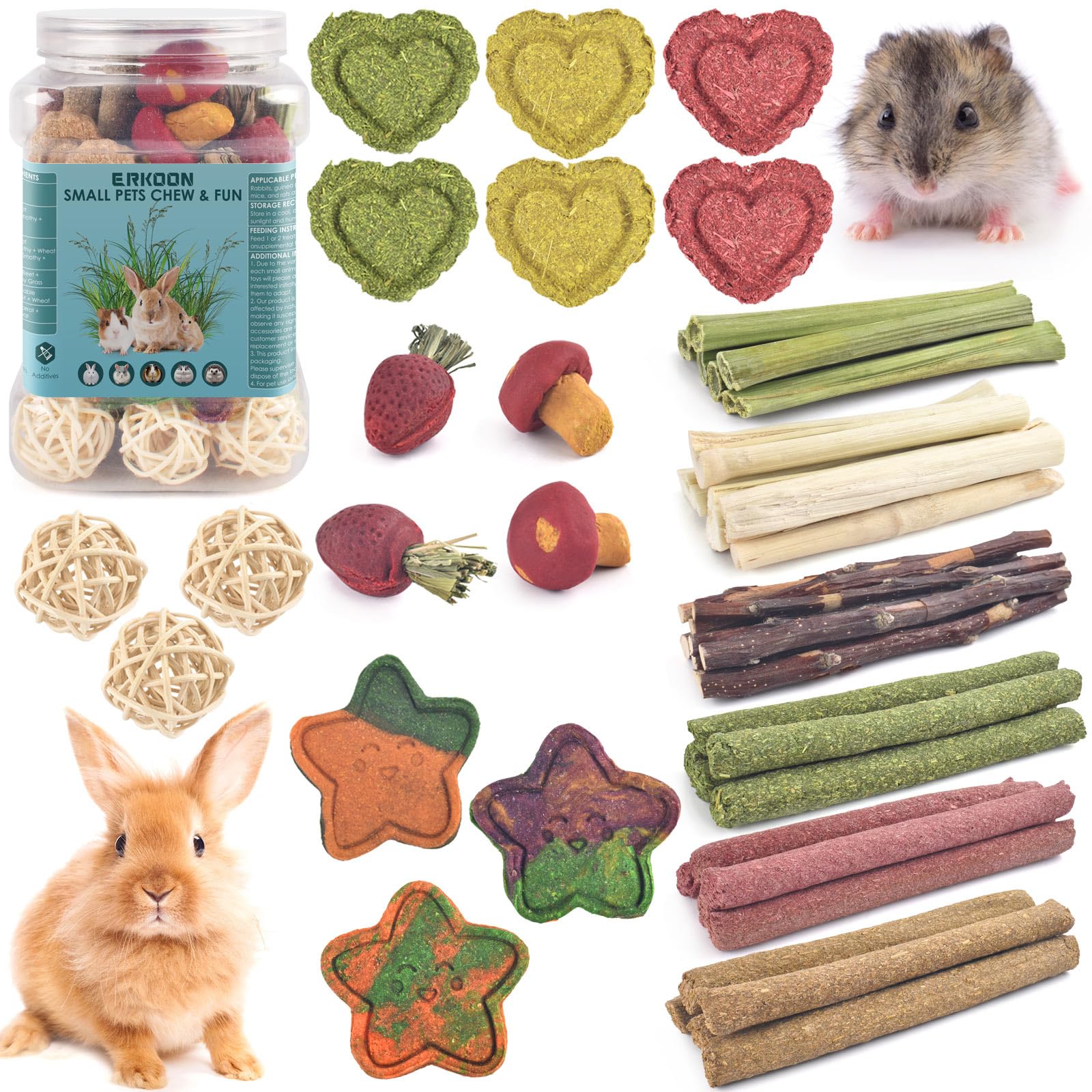 ERKOON 53 Bunny Chew Toys for Rabbits Teeth