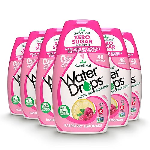 Sweetleaf Stevia Gotas de agua natural frambuesa limonada 162 onzas paquete de 6