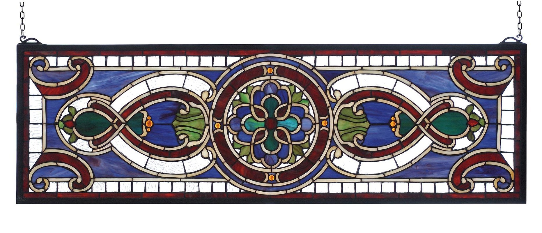 Meyda Tiffany 77907 Evelyn in Lapis Transom Stained Glass Window Panel, 35