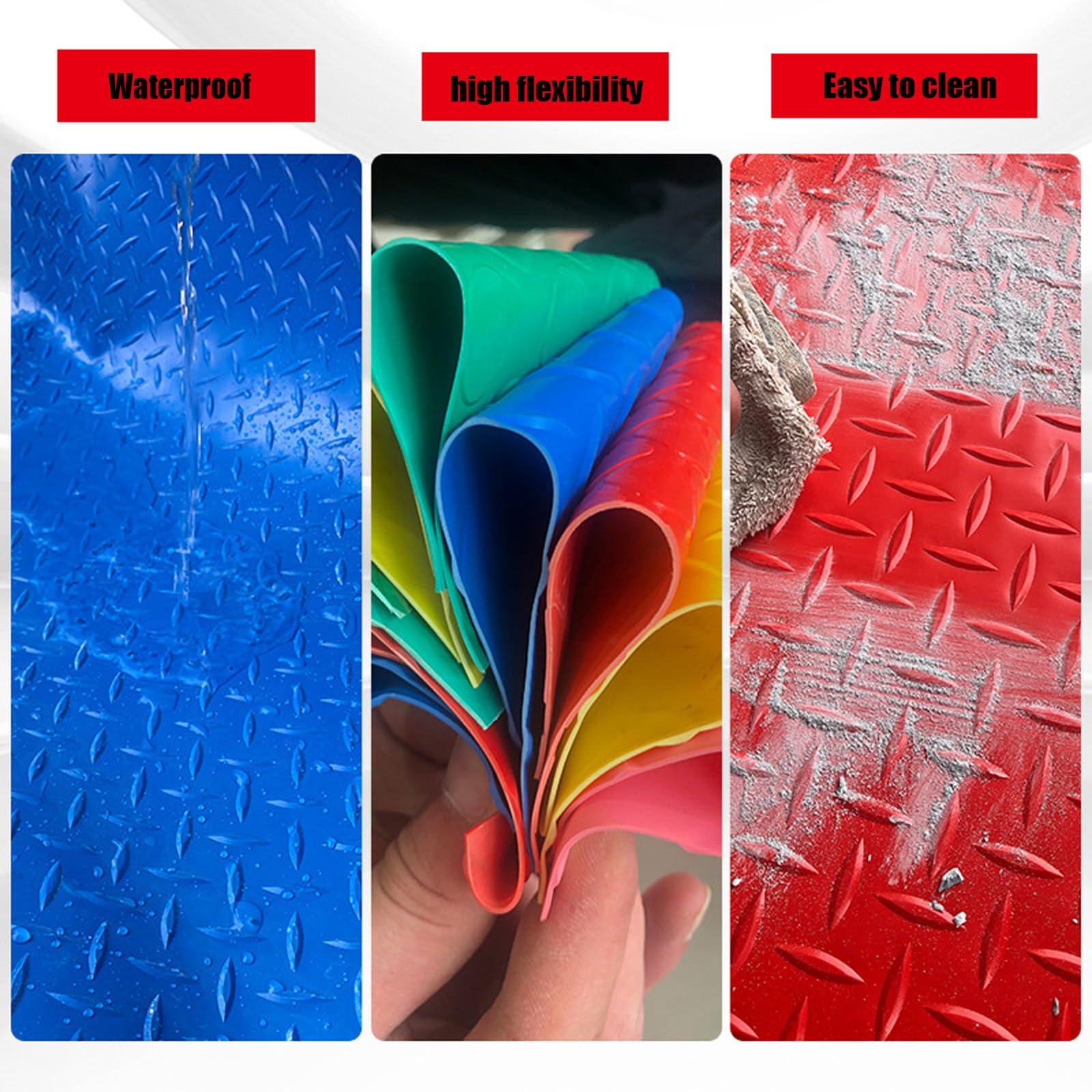 Trabajo Pesado Tapicera de Suelo de Placa de Diamante 1,5 x 5 Metros Rollos de Suelo de Goma de PVC Resistentes al desgarro, para Zonas de Alto tráfico(Blue,1.2x2m/3.9x6.5ft)