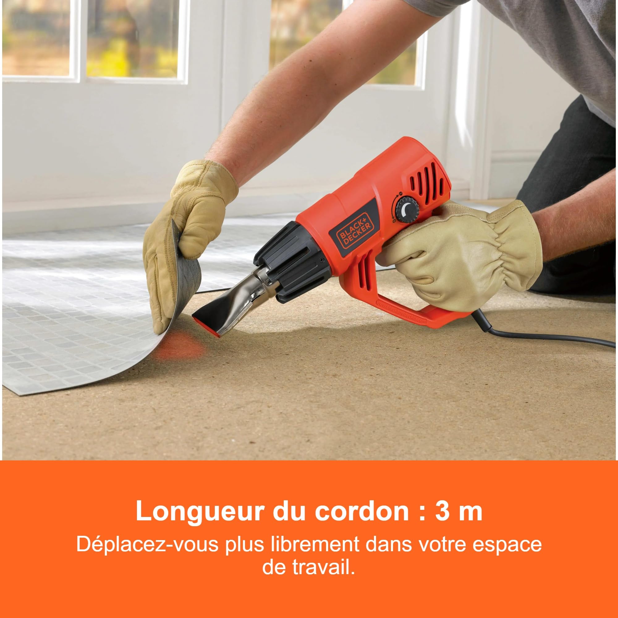 BLACK+DECKER Pistolet Thermique 2000W avec contrôle de température Variable | Contrôle de 50 à 600 °C, 2 niveaux de chauffe, KX2001-QS