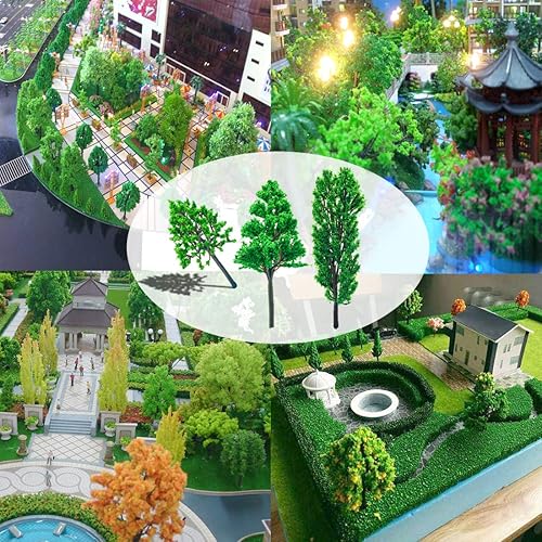 Miniatura 7 de ACKLLR 21 árboles de modelo mixto, 1.18-5.51 pulgadas, modelo de tren, arquitectura, árboles falsos para manualidades, modelo de construcción,