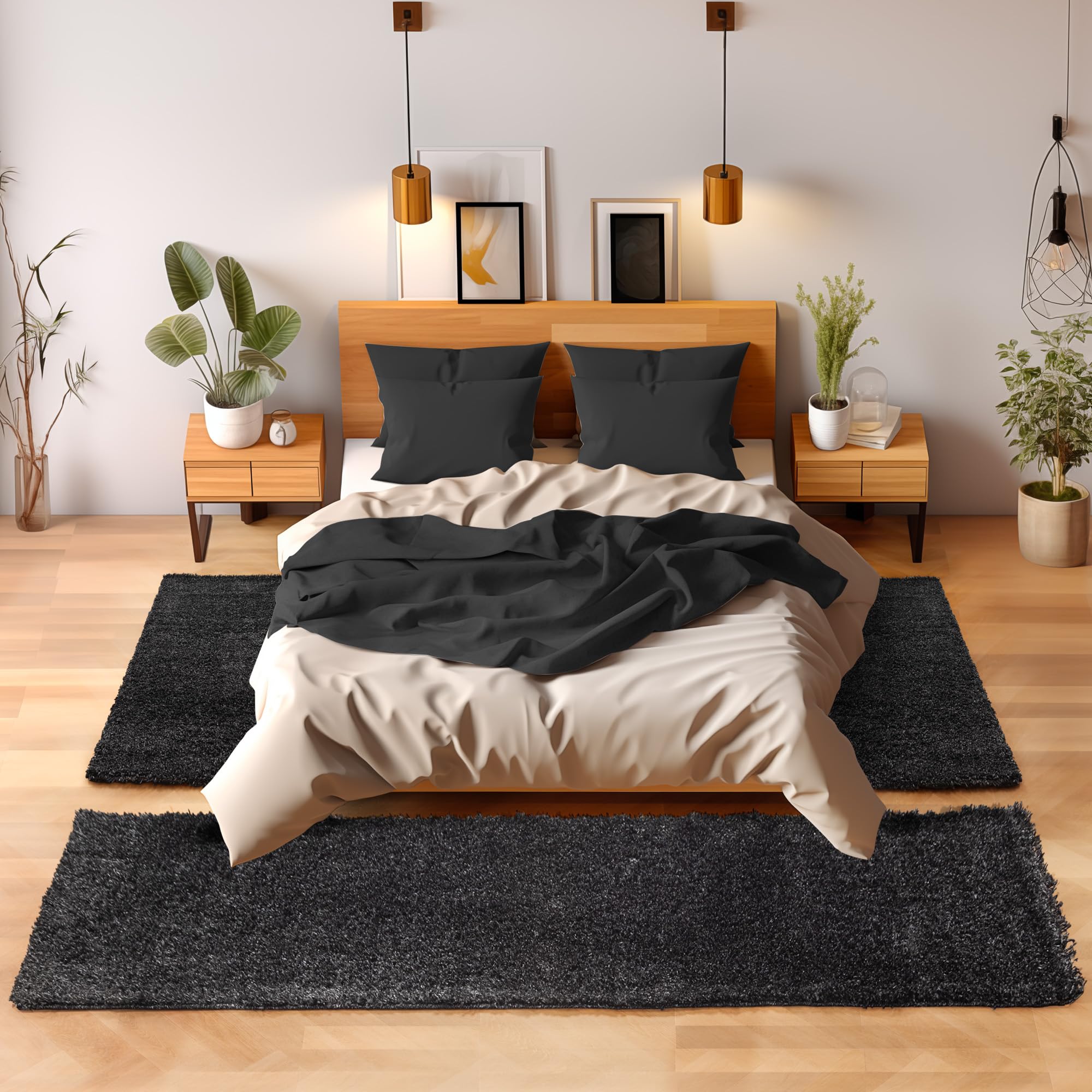 Set 3 Corridori Letto Moderni In Pelo Corto - Marrone, 12mm, Adatti A Riscaldamento A Pavimento - 2