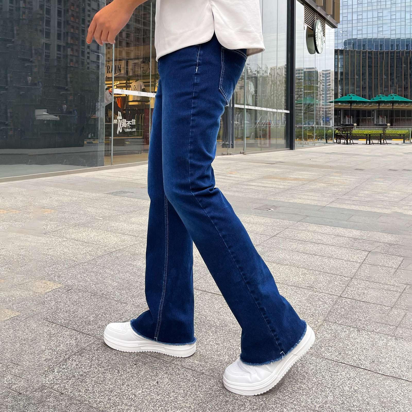 Jeans Strappati da Uomo, Pantaloni Jeans Uomo Stretch Slim Fit Denim Jeans a Gamba Dritta Jeans Aderenti Elasticizzati con Strappi Jeans da Lavoro Jeans Neri Destroyed Casual Hip-Hop per Uomo Ragazzo