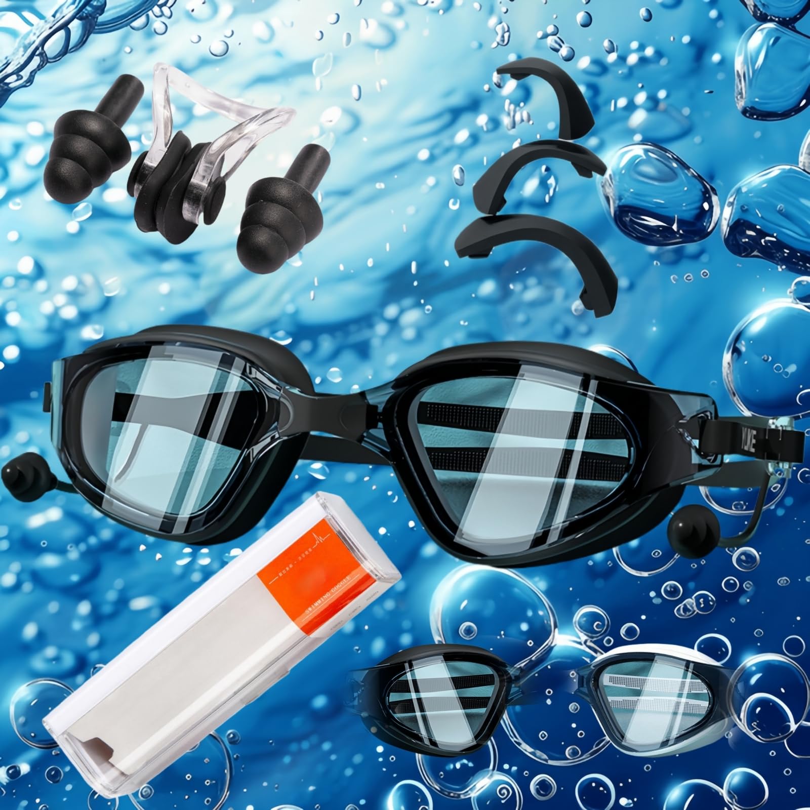 HSTWODE Optical Swimming Goggles with Optical Corrective Lenses | Diopters: -0 to -6.0 | Anti-Fog | Anti-Fog UV Protection | Super Fit | Includes Stable Box (Dark Night, -3.5)