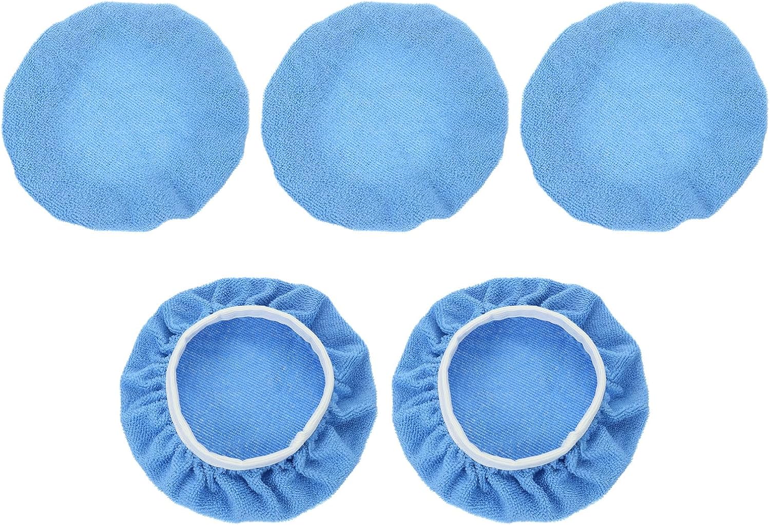 HARFINGTON 5pcs Car Polisher Bonnet Buffing Pad Micro-fiber Polishing Buffing Pad Cover for 9"-10" Car Buffer Bonnets Polisher, Light Blue
