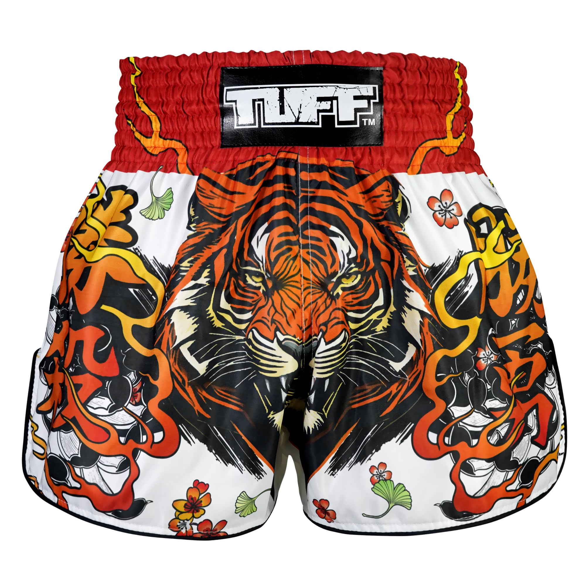 Tuff Sport Muay Thai Boxing Shorts, Retro Styles, Classic Slim Cut, MMA, Kickboxing, Workout Set, Tuf-rms110-wht, Medium