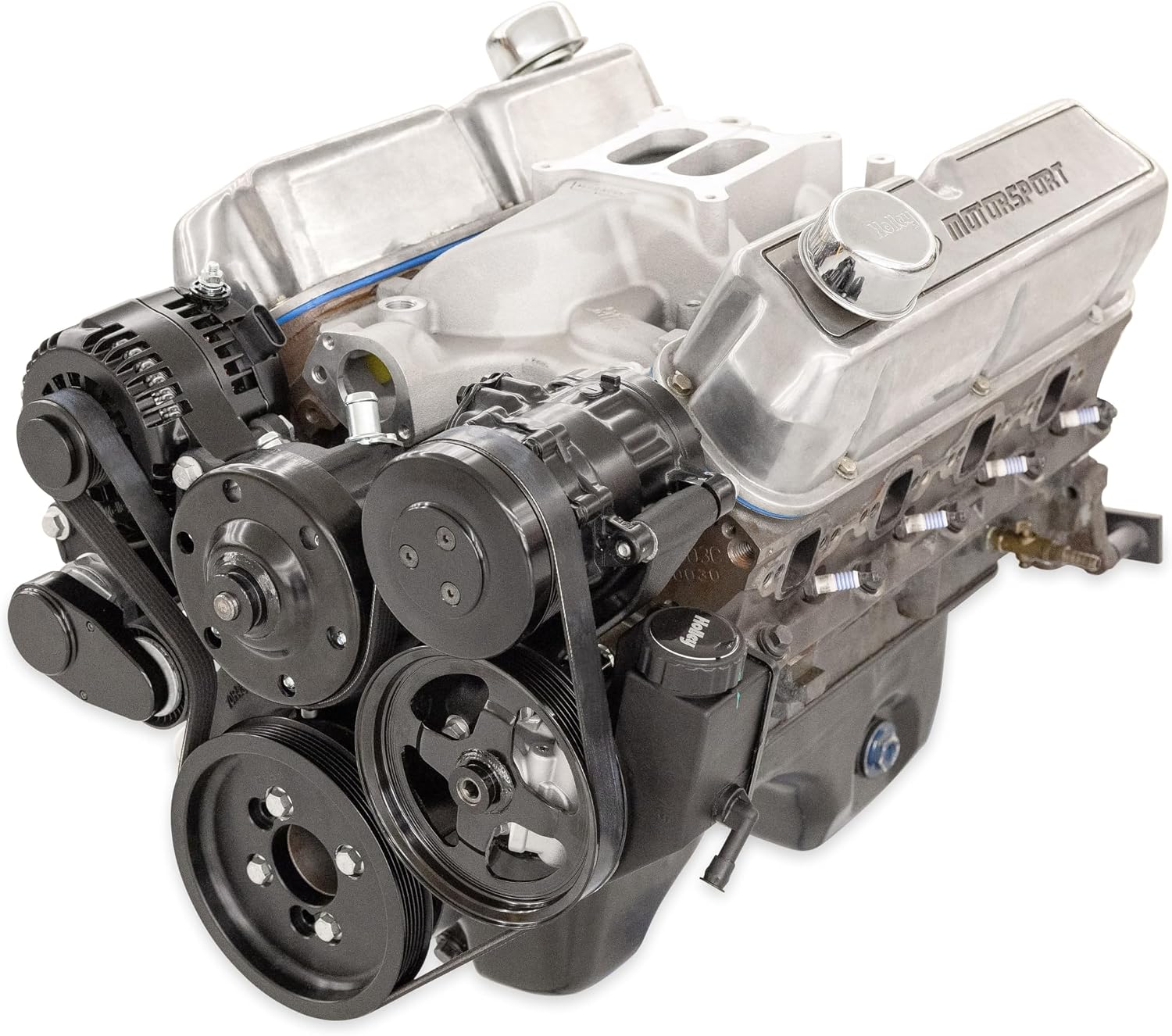 Holley Complete Front Accessory Serpentine Drive Conversion System | Mid-Mount with Water Pump, Alternator, A/C & Power Steering | Fits 289-302-351W Small Block Ford Black Finish 20-370BK