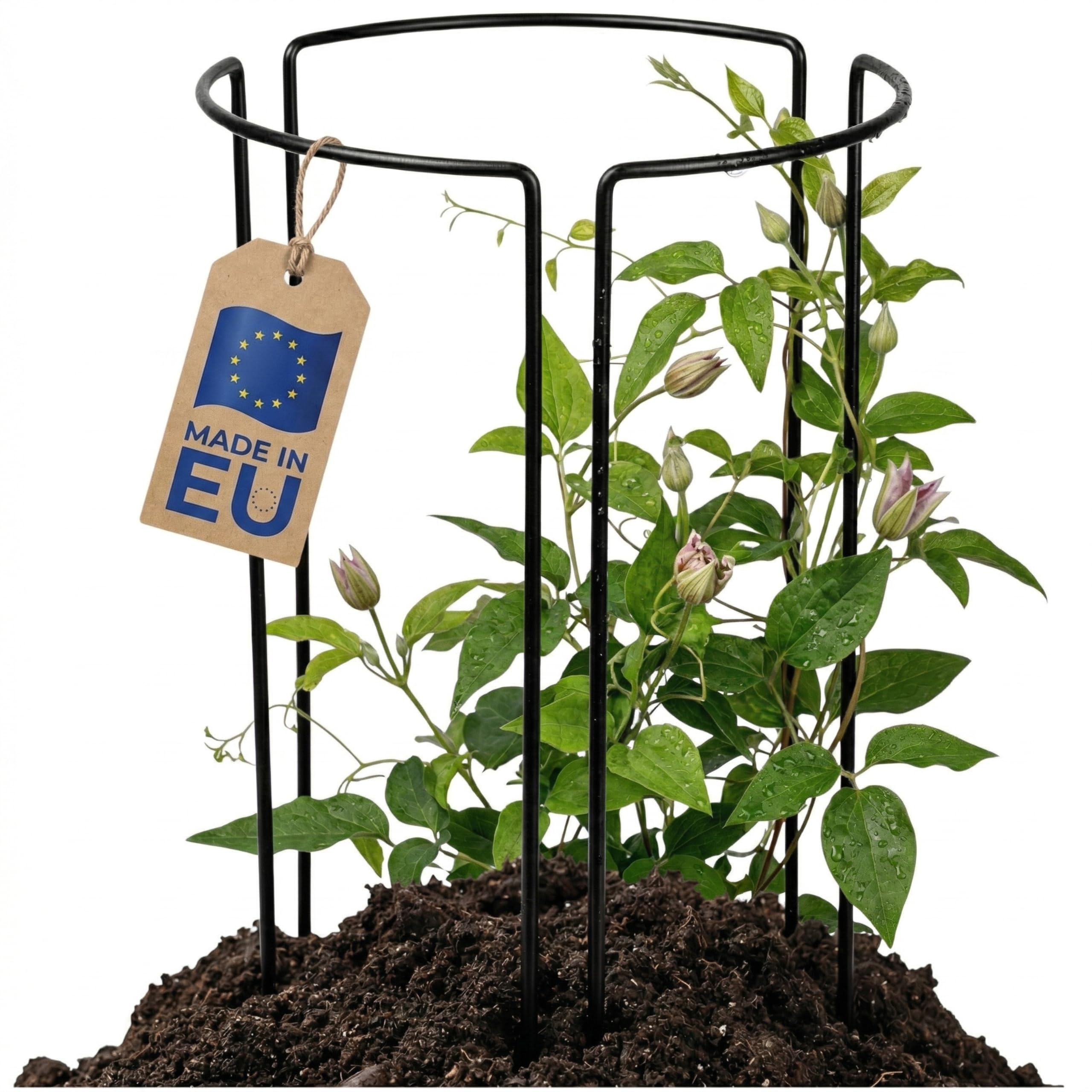 Pflanzenstütze Metall 3er Set – Halbrunde Staudenhalter für Pfingstrosen Hortensien Rosen und Stauden – Extra Stabile Garten Pflanzenstützen mit Schutzlackierung – EU Qualität (Schwarz, 45cm)