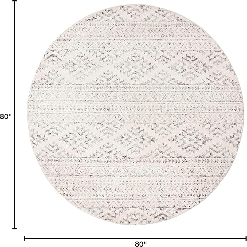 Miniatura 2 de SAFAVIEH Tapete de la colección Tulum redondo de 6 pies 7 pulgadas, color marfil y gris, diseño tribal bohemio marroquí, no desprende pelo y es de