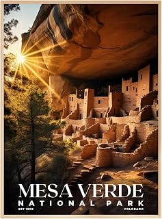 GroovyGrove Mesa Verde National Park Poster Pictures Nature Landscape Wall Art Print Outdoor Adventure Travel Wall Art Decor for Home Office Bedroom Living Room (Unframed)