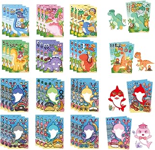恐竜・サメ 組み立てシール 16枚セット, 着せ替えステッカー, 知育玩具, 子供向け, 誕生日プレゼント, 男の子・女の子, パーティー景品(K202324-1)