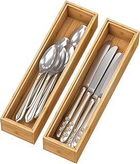 Bamboo Drawer Organizer Storage Box Kitchen -...,