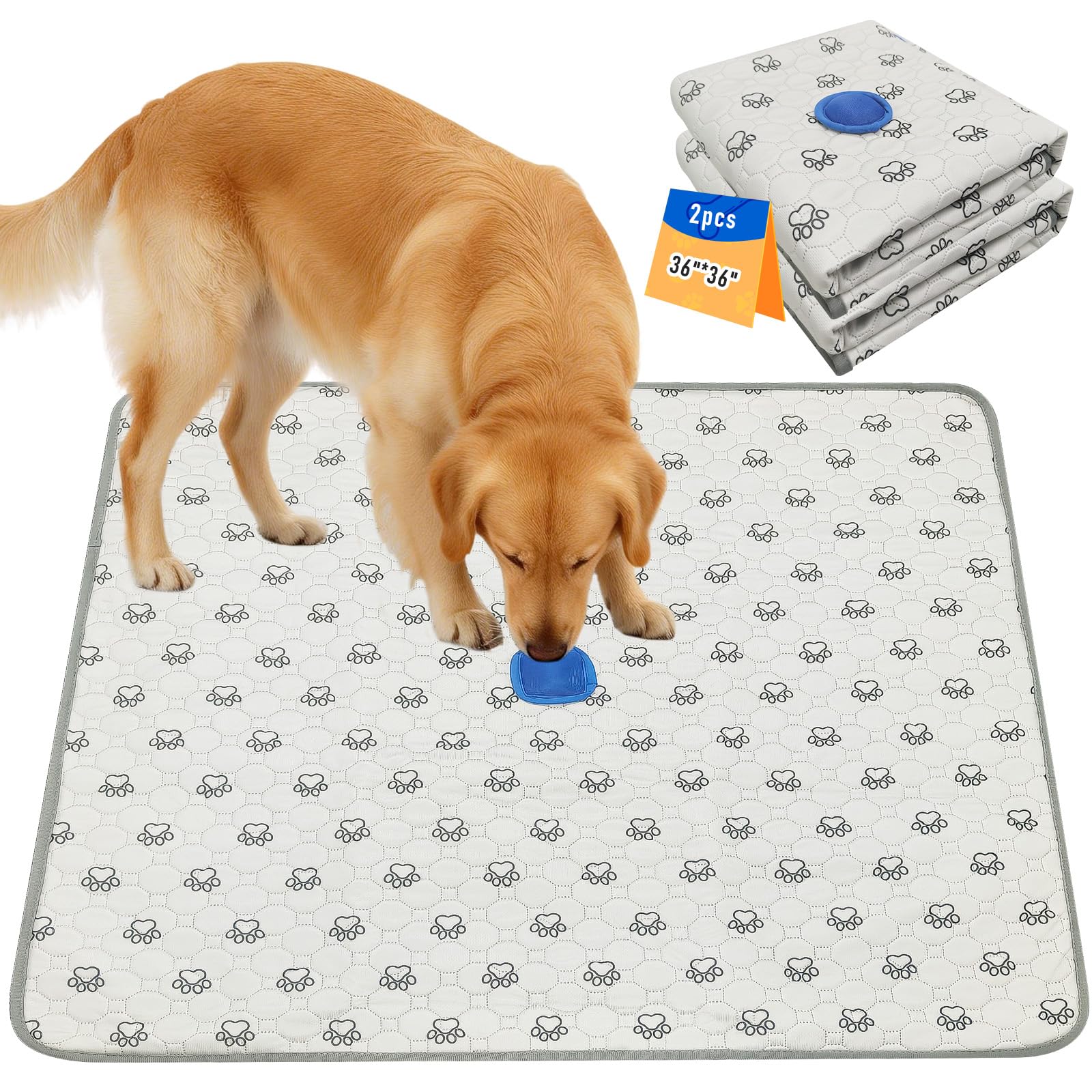 Paquete de 2 almohadillas lavables para orina para perros, almohadillas reutilizables para entrenamiento de mascotas con objetivos de atracción de feromonas de carbón activado, impermeables y