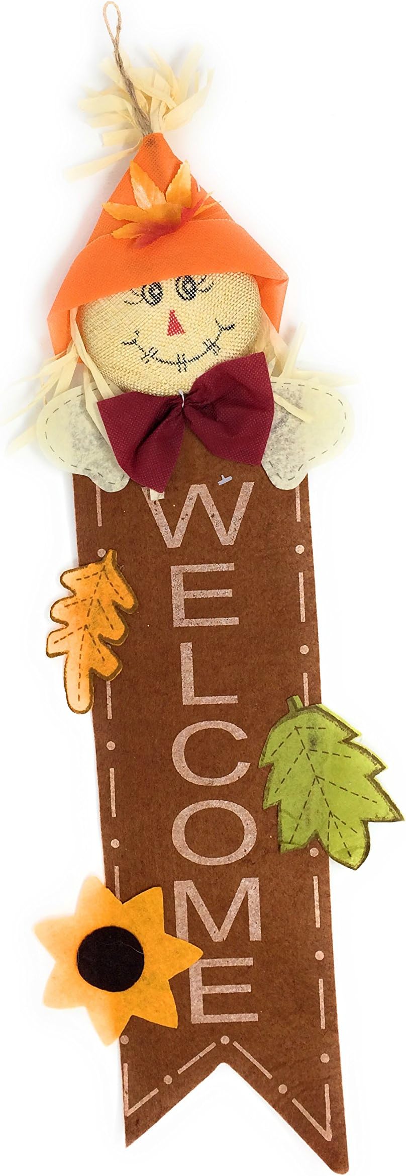 Scarecrow Hanging Welcome Baner, 21" (Brown)