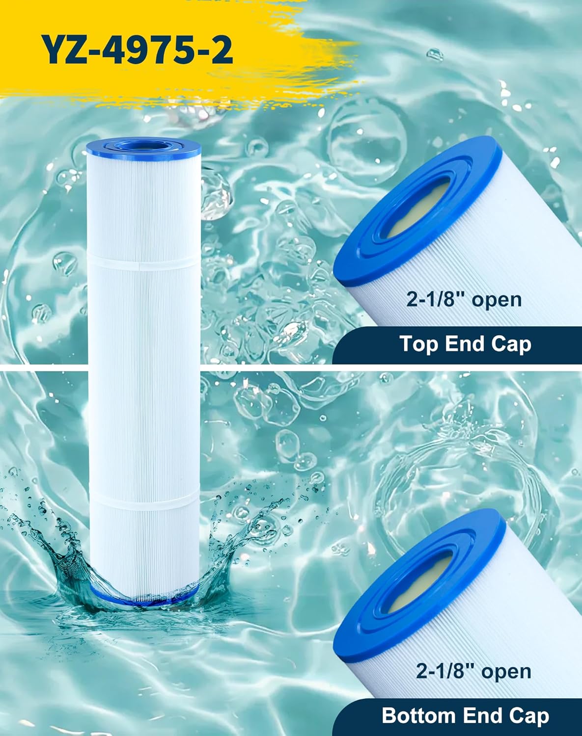 C-4975 Spa Filter Cartridge Replaces for Unicel C4975, PRB75, Rainbow RTL-75, Filbur FC-2395, 25390, R173435, 17-2632, Darlly 40751, 75 sq.ft Hot Tub Filter, 2 Pack