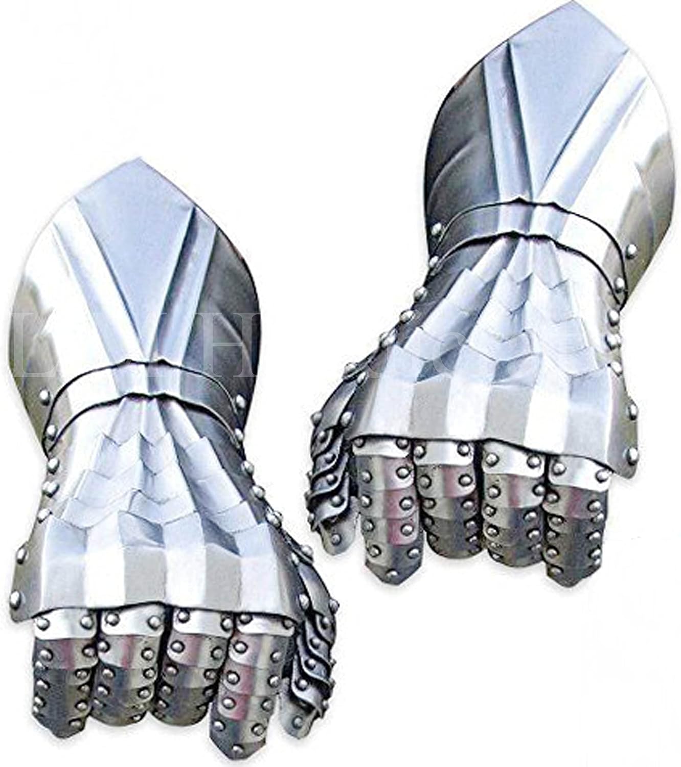 Medieval Silver Steel Gauntlets Hand Armor 18G Steel Gifts Gauntlets pair Spartan Roman Helmet European Kettle Hate Viking mask Barbuta Crusader Gloves Gauntlet Half