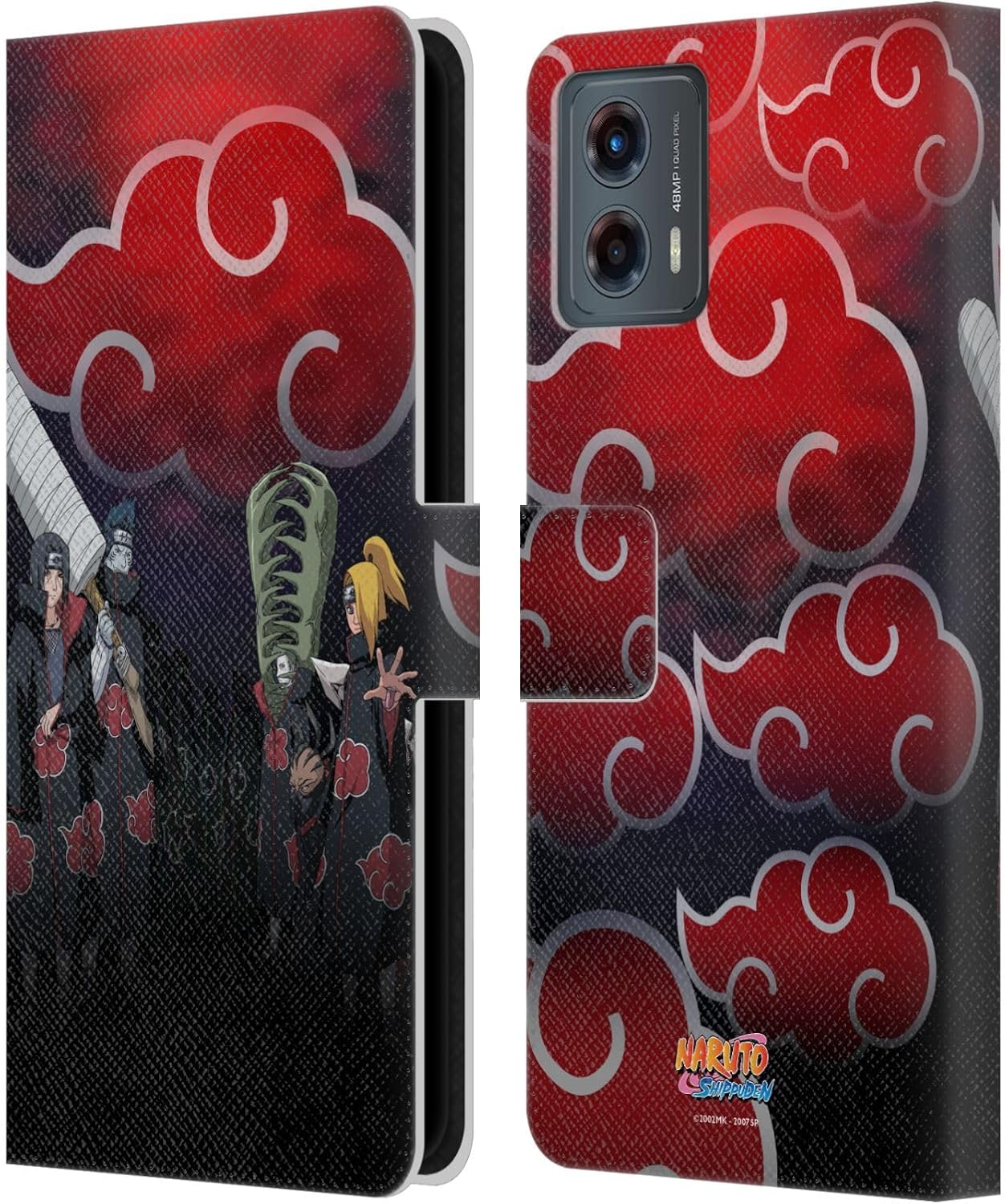 Head Case Designs Officially Licensed Naruto Shippuden Akatsuki Key Art Leather Wallet Case Compatible with Motorola Moto G (2023)