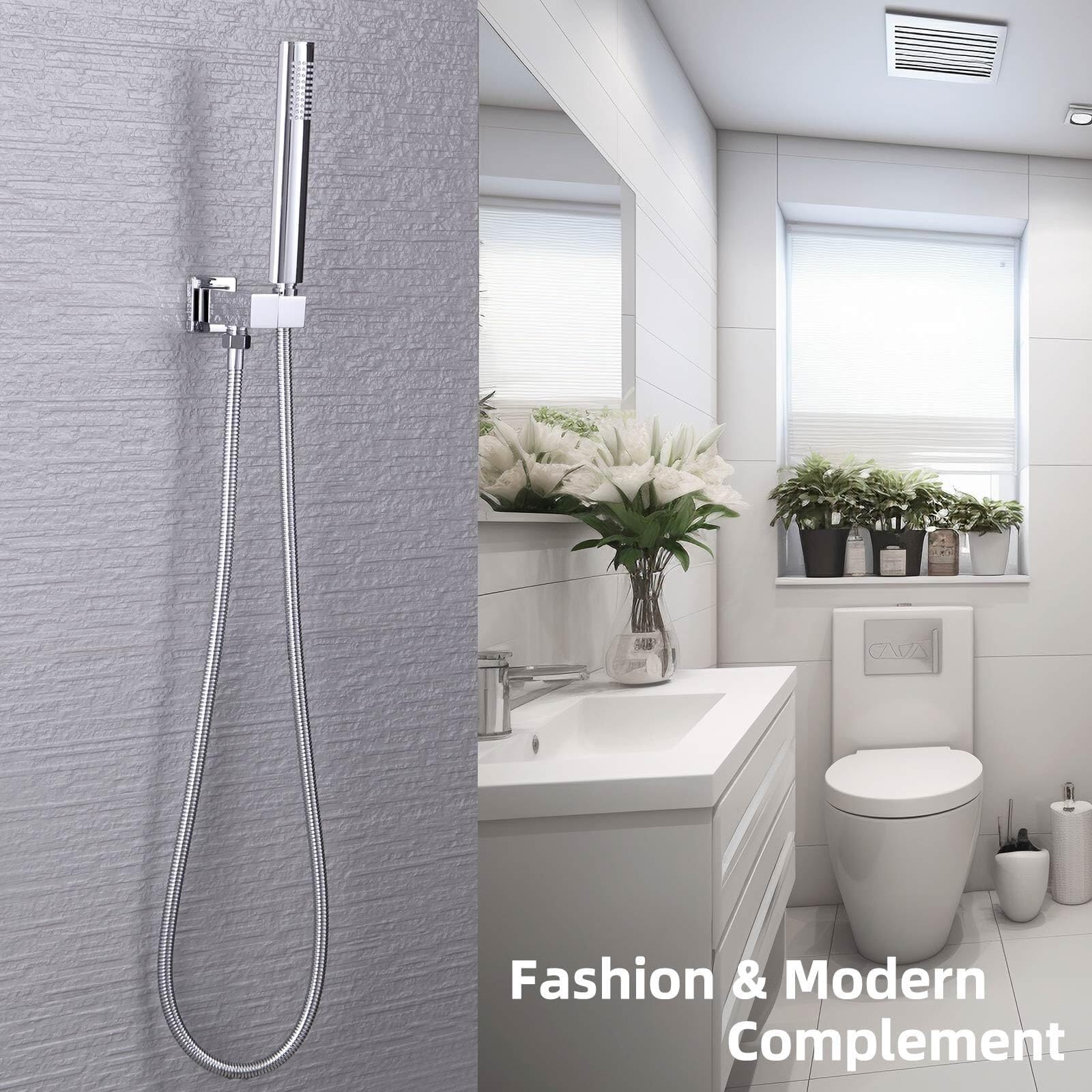 Angle Simple Unión de pared con soporte para cabezal de ducha, soporte giratorio de latón, codo de suministro y salida de agua, IPS macho de 1,27 cm, cromo (cromo)