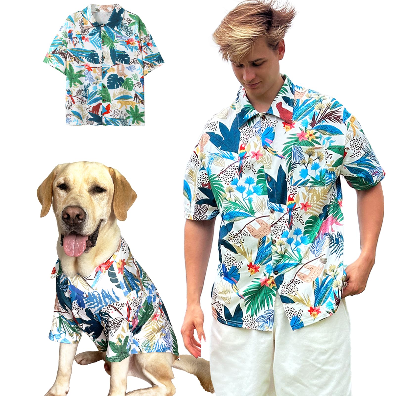 Dog Shirt Hawaii Breathable Cool Beach Style T-Shirt Dog Clothes for Medium to Large Dogs Owners and Pet Shirts Sold Separately,Medium Green โ image 1