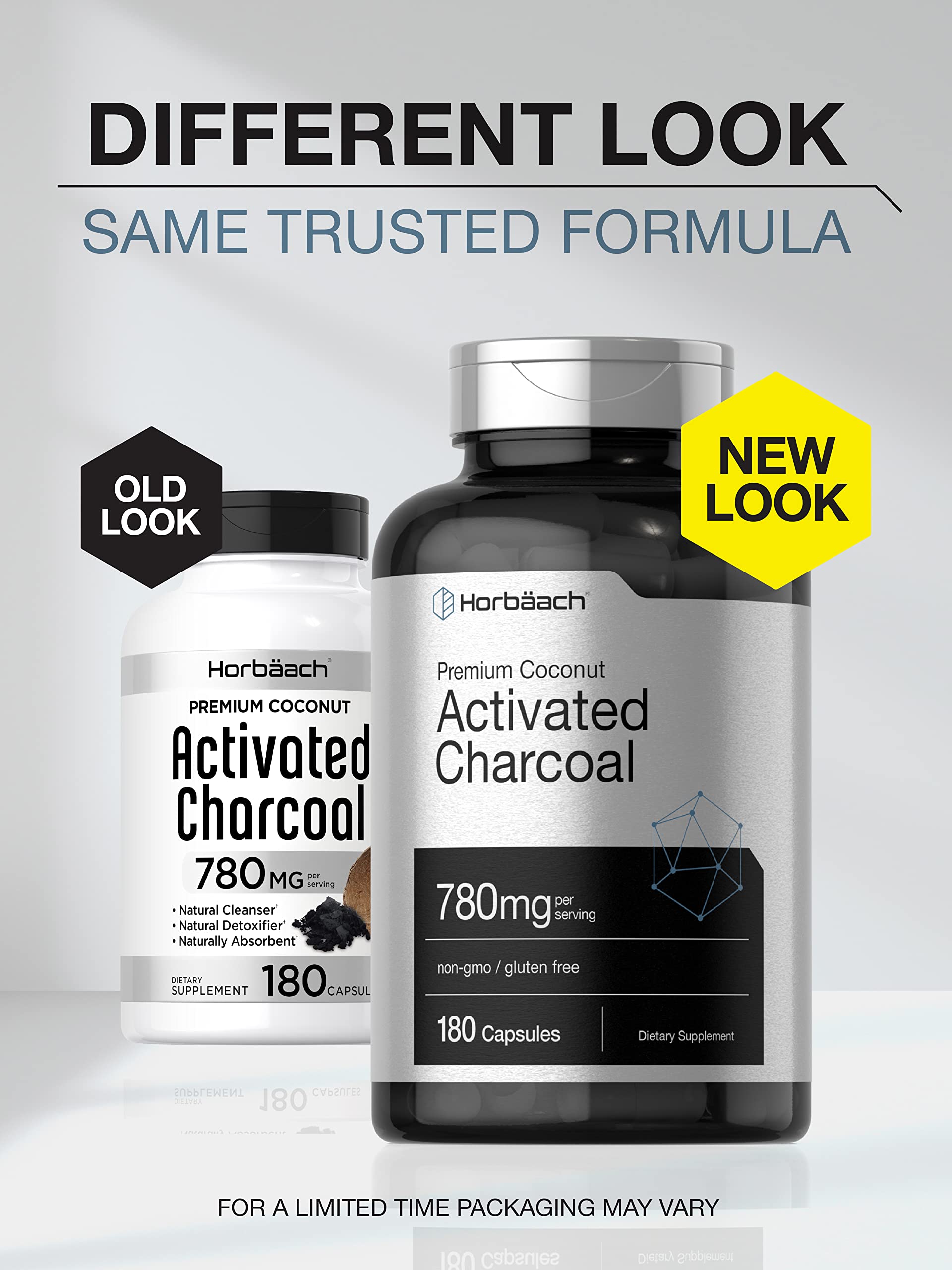 Buy Activated Charcoal 780mg 180 Capsules from Coconut Shells Non