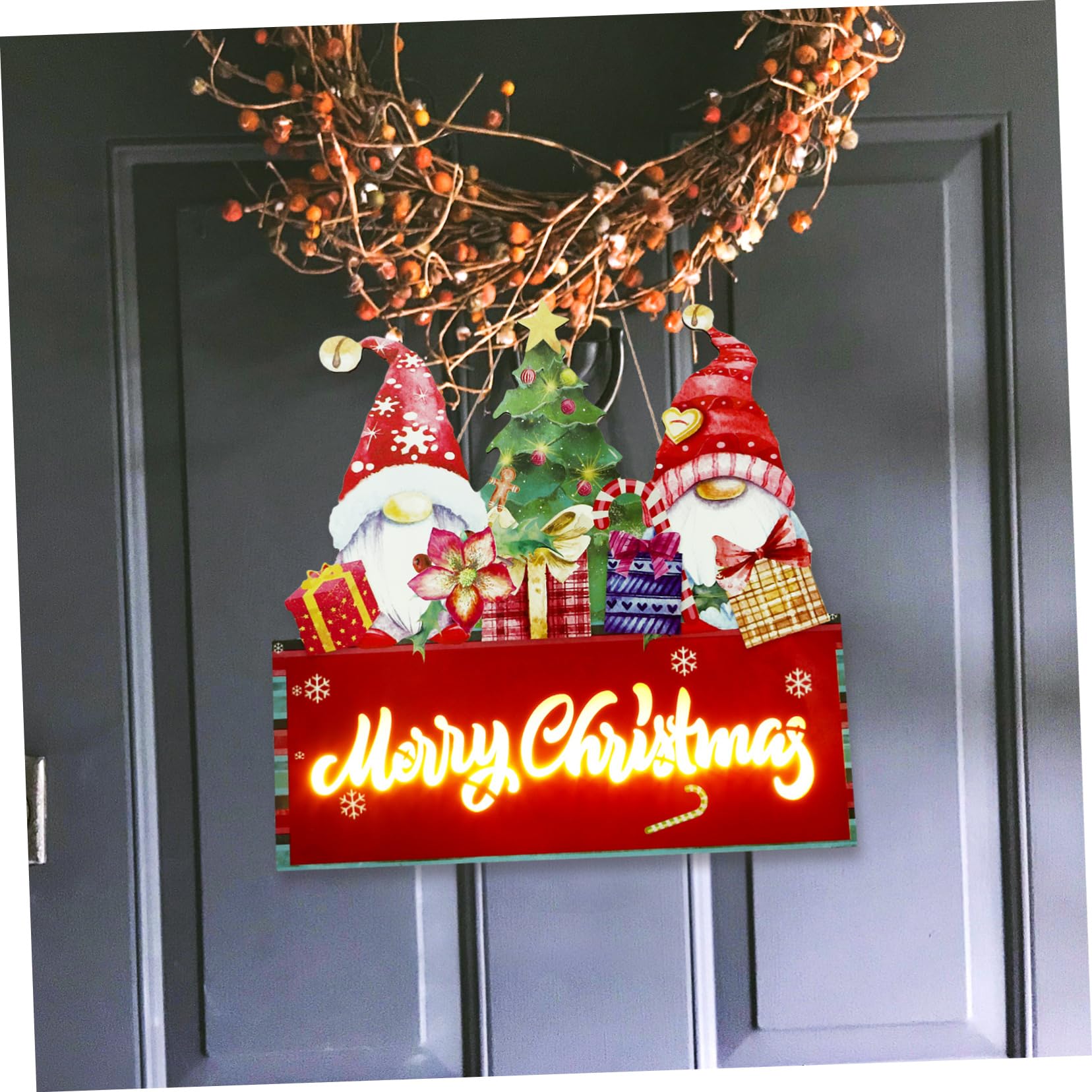 Placa Colgante de Madera Decorativa para Navidad, Adorno Navideño para Puerta o Pared