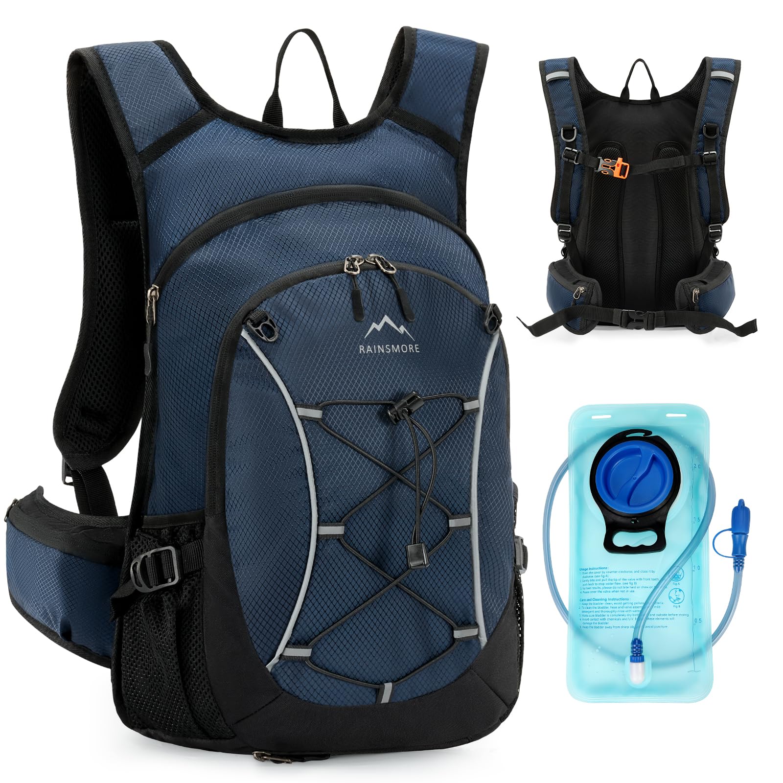 RAINSMORE Hydration Backpack With 2L Hydration Bladder Running Backpack