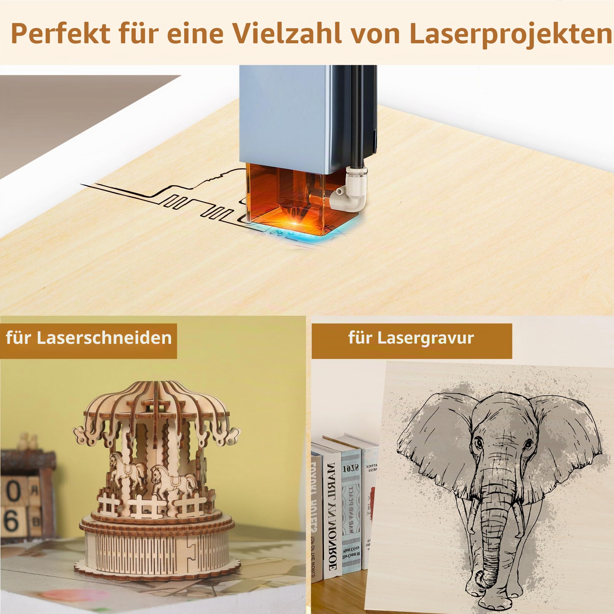 15 Stück 305 x 610 x 3mm Linde Sperrholz Laserfähig Linden Sperrholz Platten Laser Holz 3mm plywood Lindensperrholz (12x24 Zoll) | Geeignet für großformatige Laserprojekte,Passend für Schablonen und großflächige Gravur