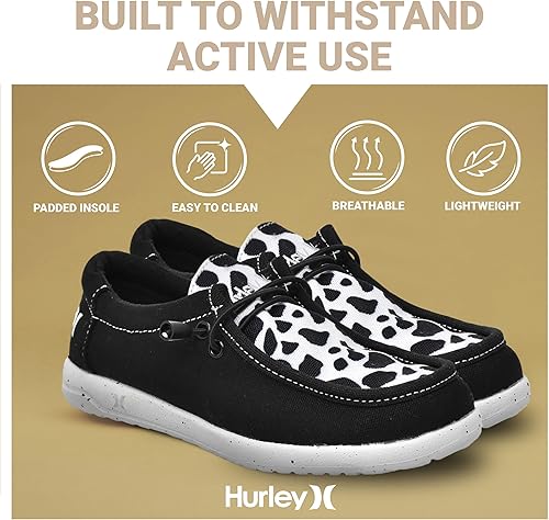 Miniatura 5 de Hurley - Mocasines elásticos con cordones para niños, zapatos de lona para niños y niñas - Cómodos, duraderos, elegantes - Zapatillas de moda para