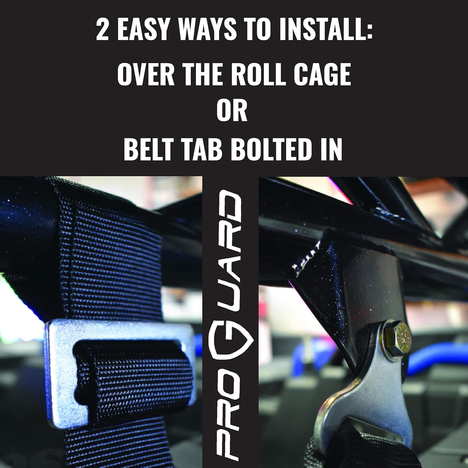 PROGUARD Black 4 Point Harness with 2" Nylon Straps - Universal Off-Road Safety Belt - Fits Polaris, Can-Am, Kawasaki and More UTVs, ATVs, Side-by-Sides (4 Pack)