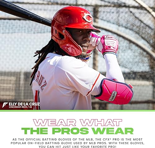 Miniatura 60 de Franklin Sports MLB - Guantes de bateo de béisbol CFX Pro para adultos + jóvenes, béisbol + sóftbol, varios tamaños + colores Negro/Negro
