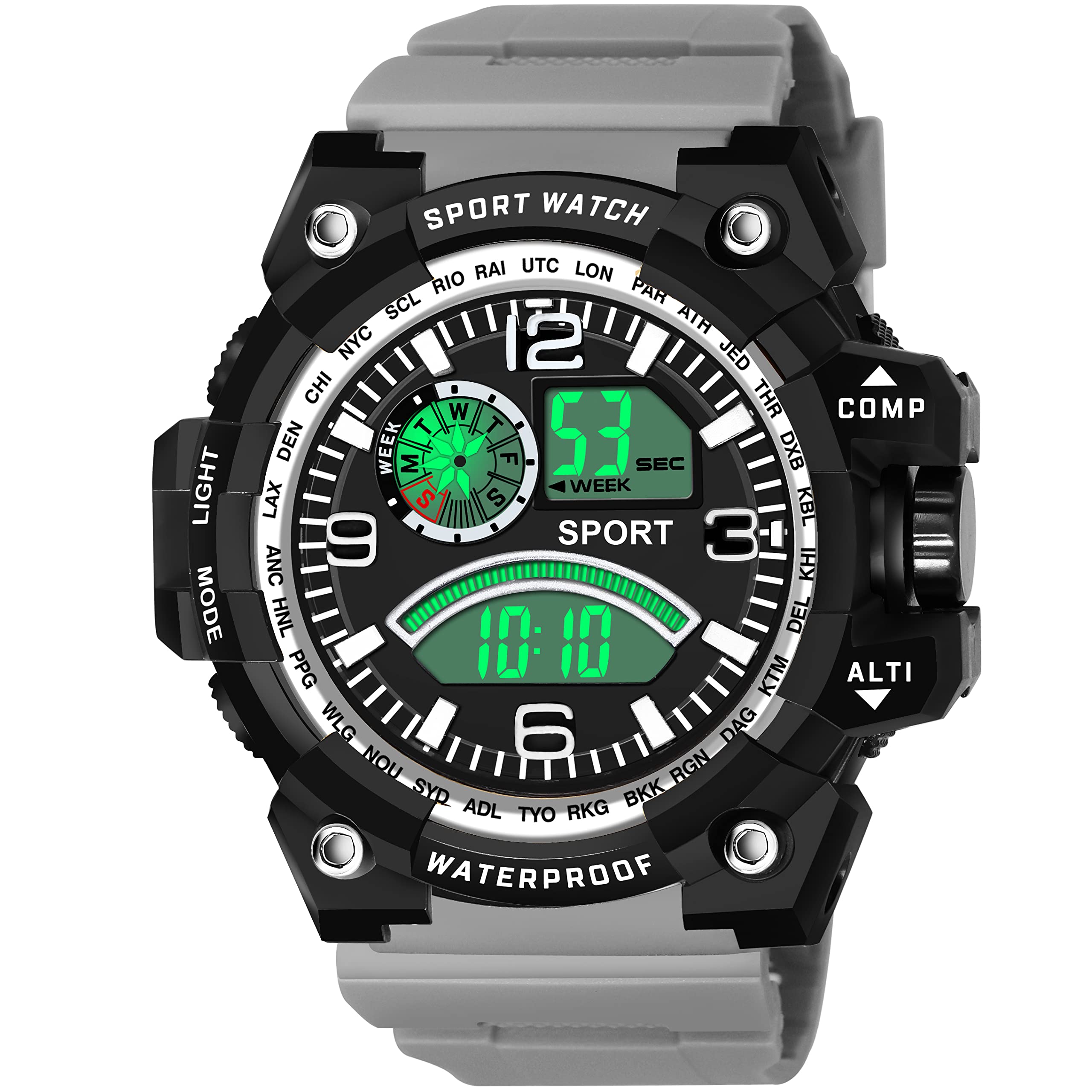 SWADESI STUFF Silicone Led Digital Multi Function Grey Strap Black Dial Sport Watch For Men And Boys, Black Band (B0BCGHTD86) Amazon Price History, Amazon Price Tracker
